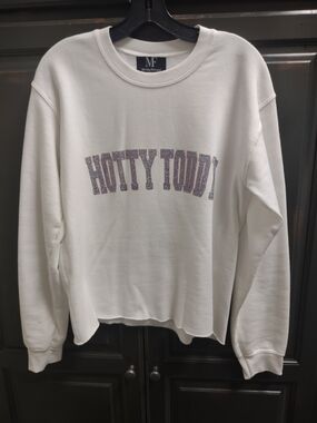 Embellished White 'Hotty Toddy' Crewneck Sweatshirt